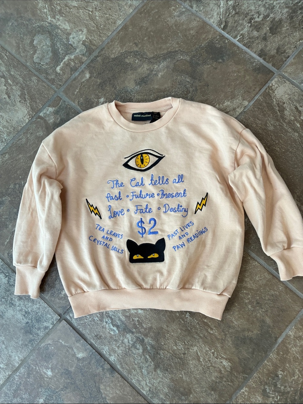 Mini Rodini Pale Peach Cat Tarot Graphic Sweatshirt